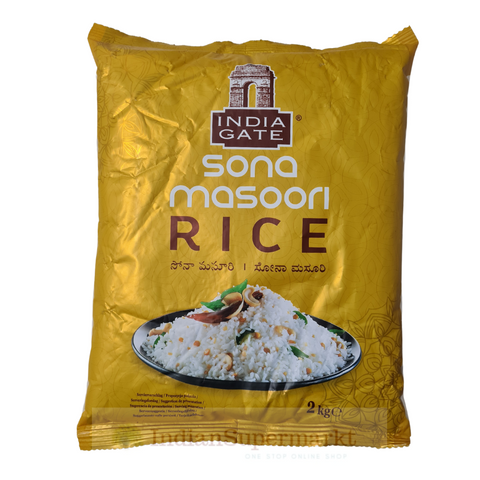 India Gate Sona Masoori Rice 2Kg -indiansupermarkt