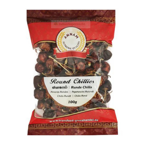 Annam Dry Red Chillies Round 100gm - indiansupermarkt