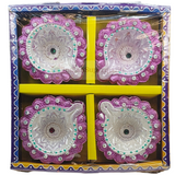 Random Design Clay Mitti Diya - Set of 4