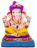 Eco Friendly Ganesha Tilak Pheta Purple Double Load  or Shadu Mati Ganesha 11