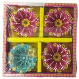 Random Design Clay Mitti Diya - Set of 4