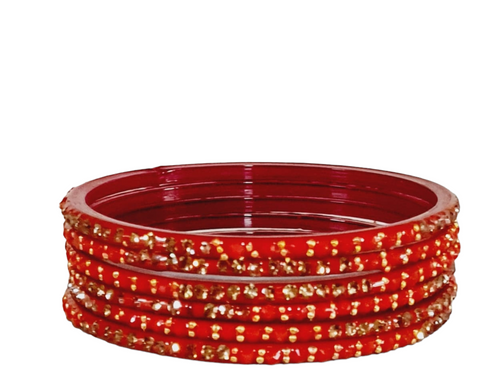 Balaji Fancy Red Bangles with Gems 12 Pc