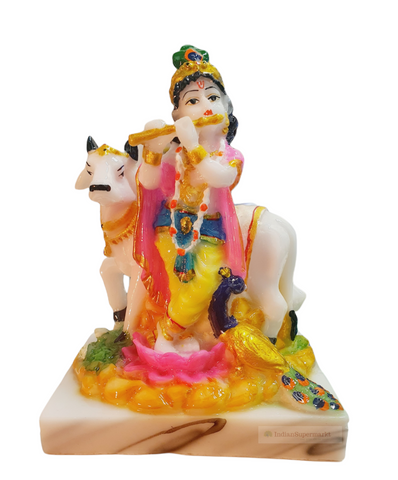 God  StatueShree Krishna with Cow - indiansupermarkt