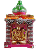 Royal Pink & Gold Lakshmi Ganesh Saraswati Hatri – Decorative Pooja Mandir