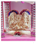 Royal Pink & Gold Lakshmi Ganesh Saraswati Hatri – Decorative Pooja Mandir