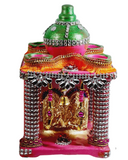 Royal Pink & Gold Lakshmi Ganesh Saraswati Hatri – Decorative Pooja Mandir