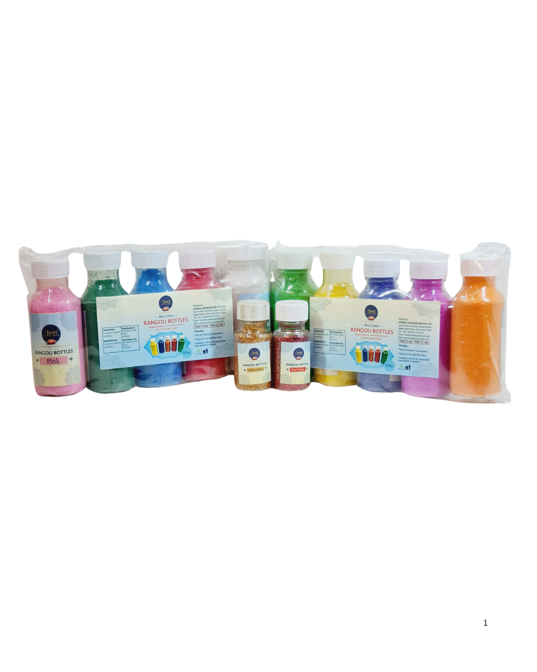 Rangoli Kit with 10 colours, 2 Stencil & 2 Gliter Powders