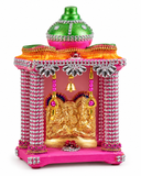 Royal Pink & Gold Lakshmi Ganesh Saraswati Hatri – Decorative Pooja Mandir