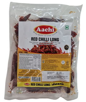 Aachi Red Chilli Whole Long  with Stem 100gm - IndianSupermarkt