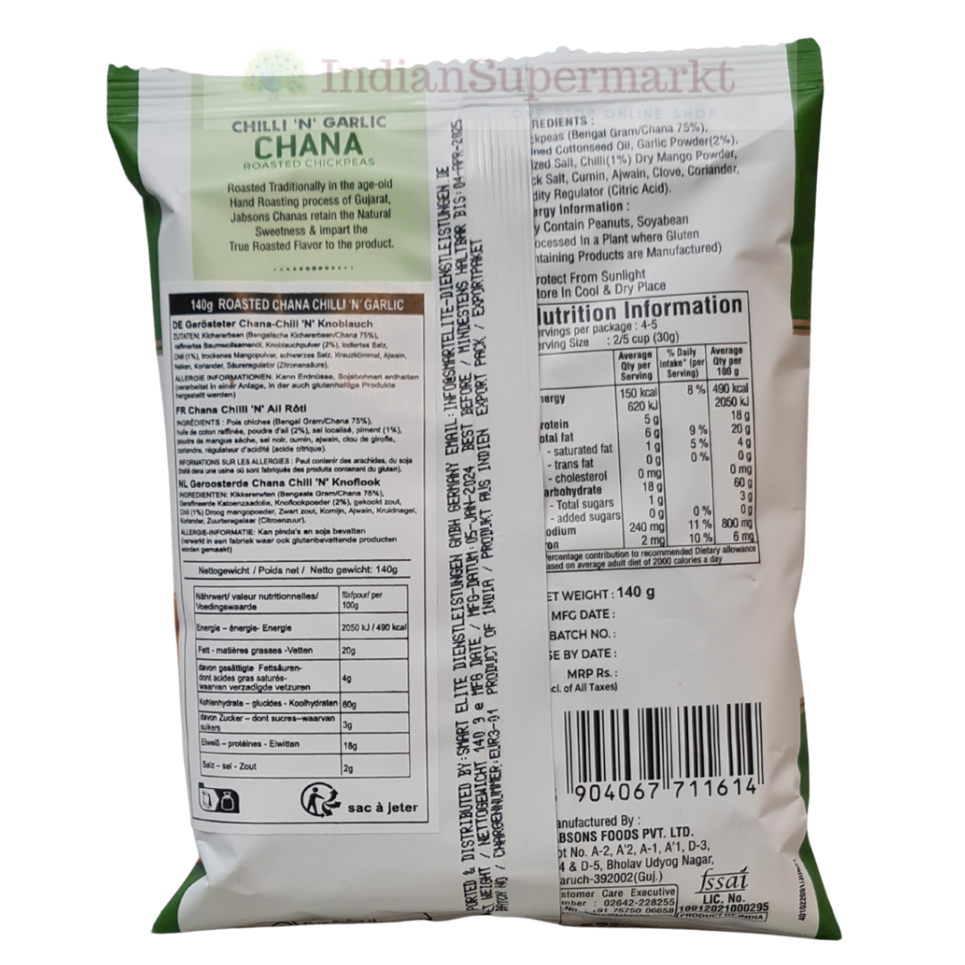 Jabsons Roasted Chana Chilli N Garlic 140gm (BBD : 18 Feb 2026)