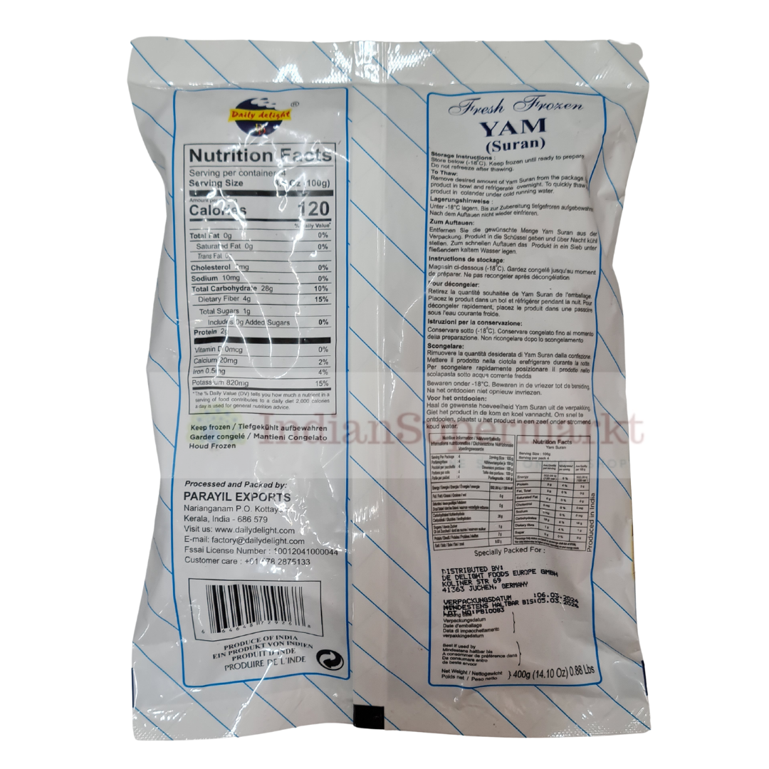 Daily Delight Frozen Yam (Suran)  400gm (Delivery in Berlin) - IndianSupermarkt