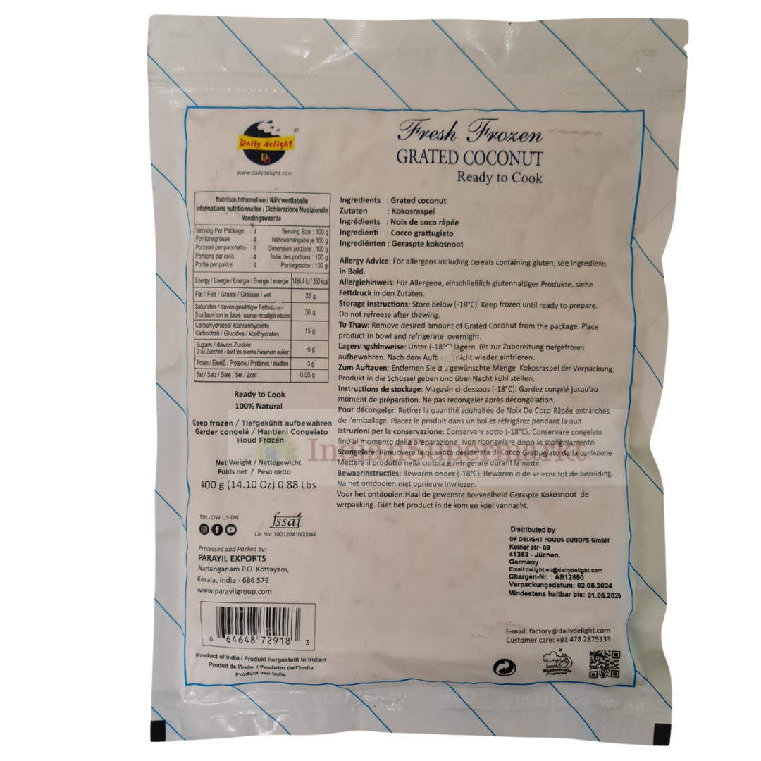 Daily Delight  Frozen Grated Coconut 400gm (Delivery in Berlin) - IndianSupermarkt