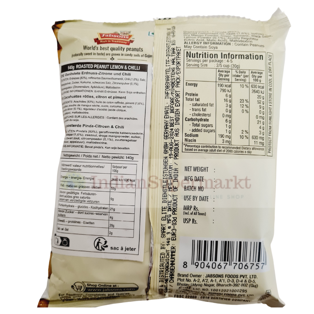 Jabsons Roasted Peanuts Lemon N Chilli  140gm