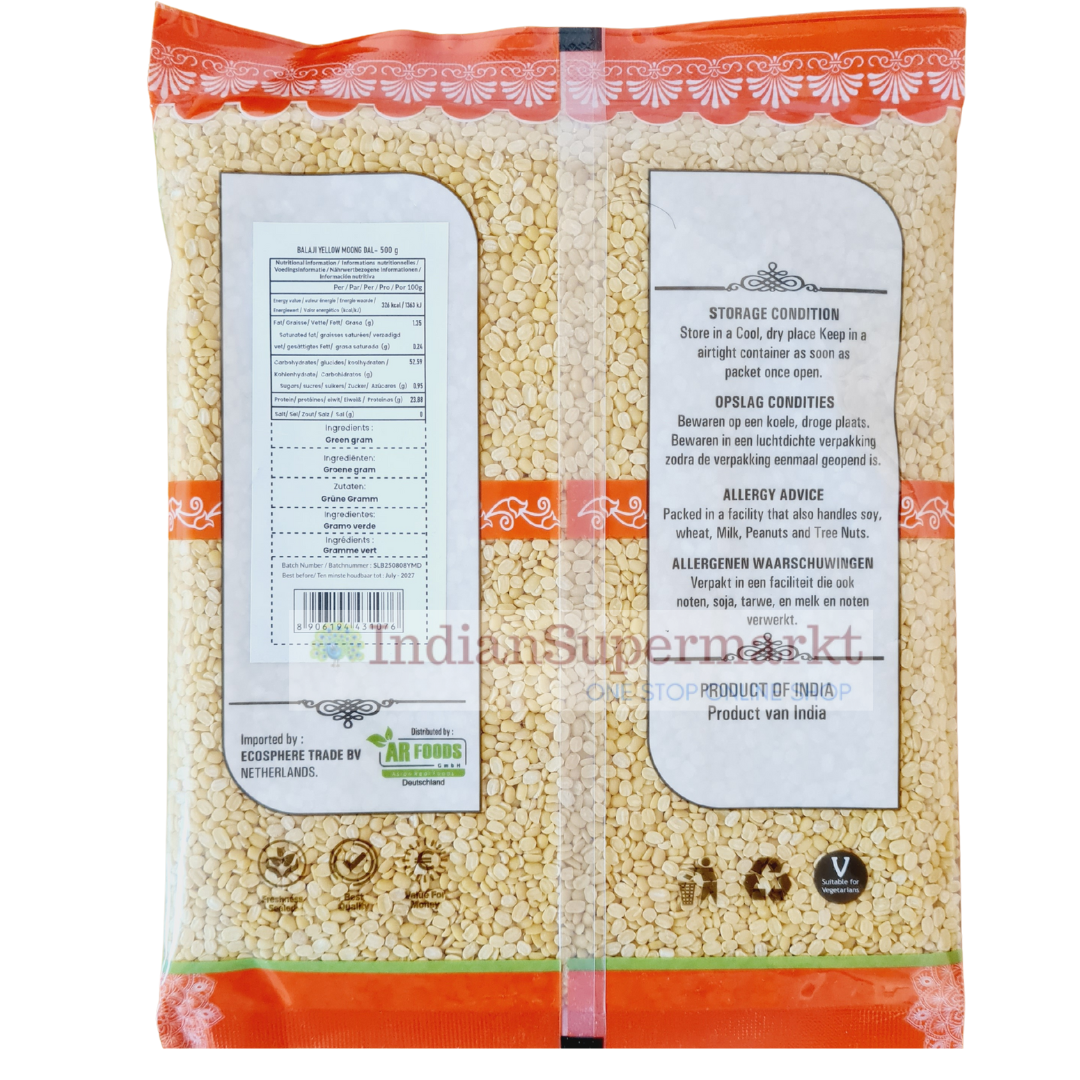 Balaji mung dal washed 500gm - IndianSupermarkt