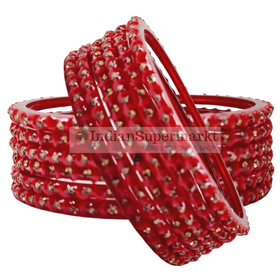Fancy Glass  Bangles Red   6Pc - IndianSupermarkt