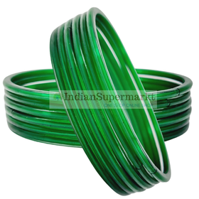 Glass  Bangles Plain Green - 6Pc - IndianSupermarkt