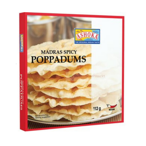 Ashoka Pappadums Madras Spicy 200gm - indiansupermarkt