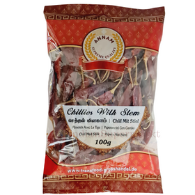 Annam Red Chillies Whole with Stem 100gm - IndianSupermarkt