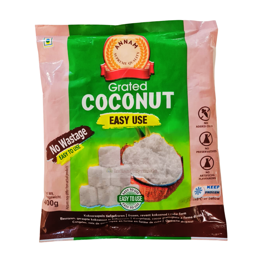 Annam Frozen Grated Coconut Cubes 400gm(Delivery in Berlin) - IndianSupermarkt