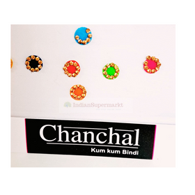Round Multicolour Bindi with Golden Gems