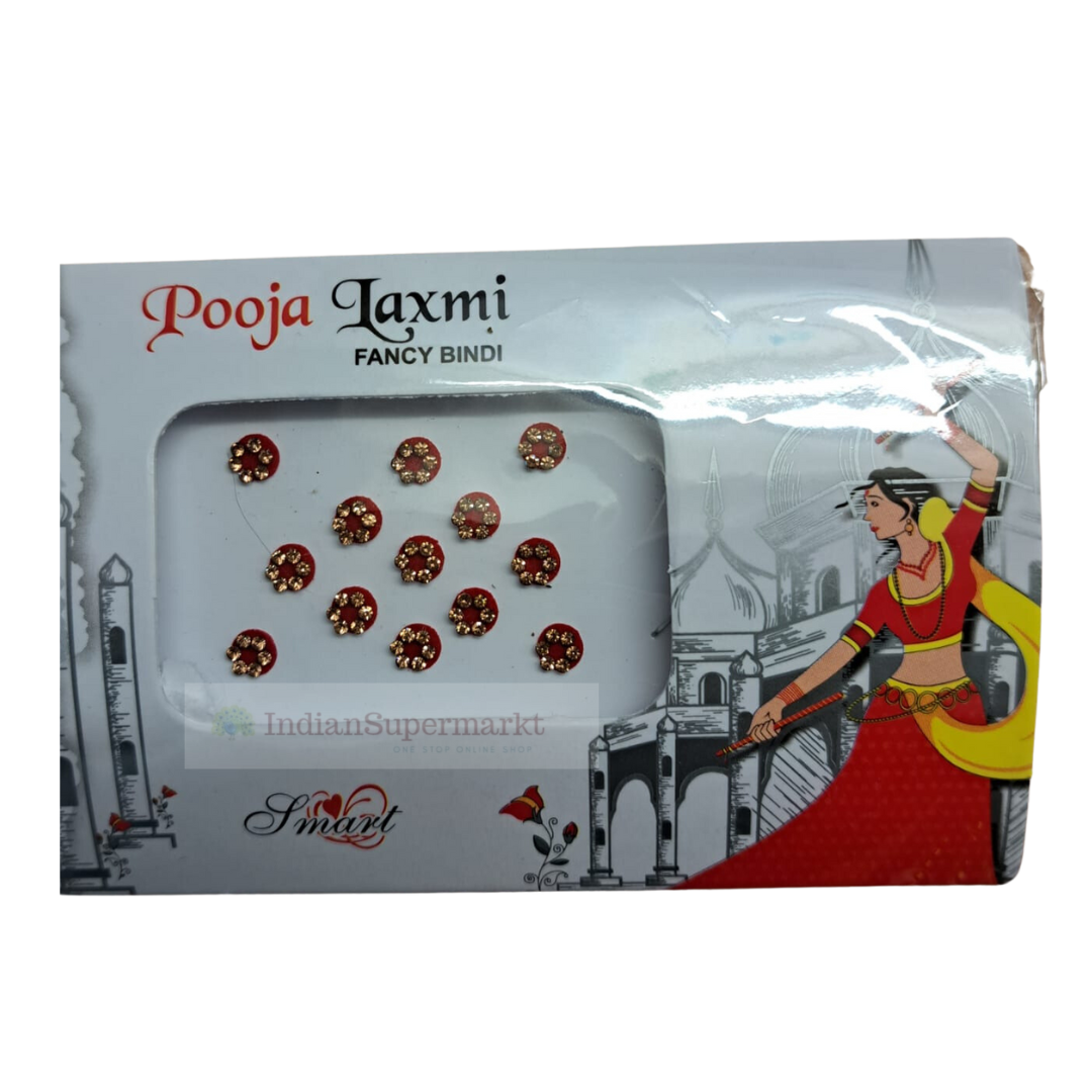Red Bindi with Golden Gems - indiansupermarkt