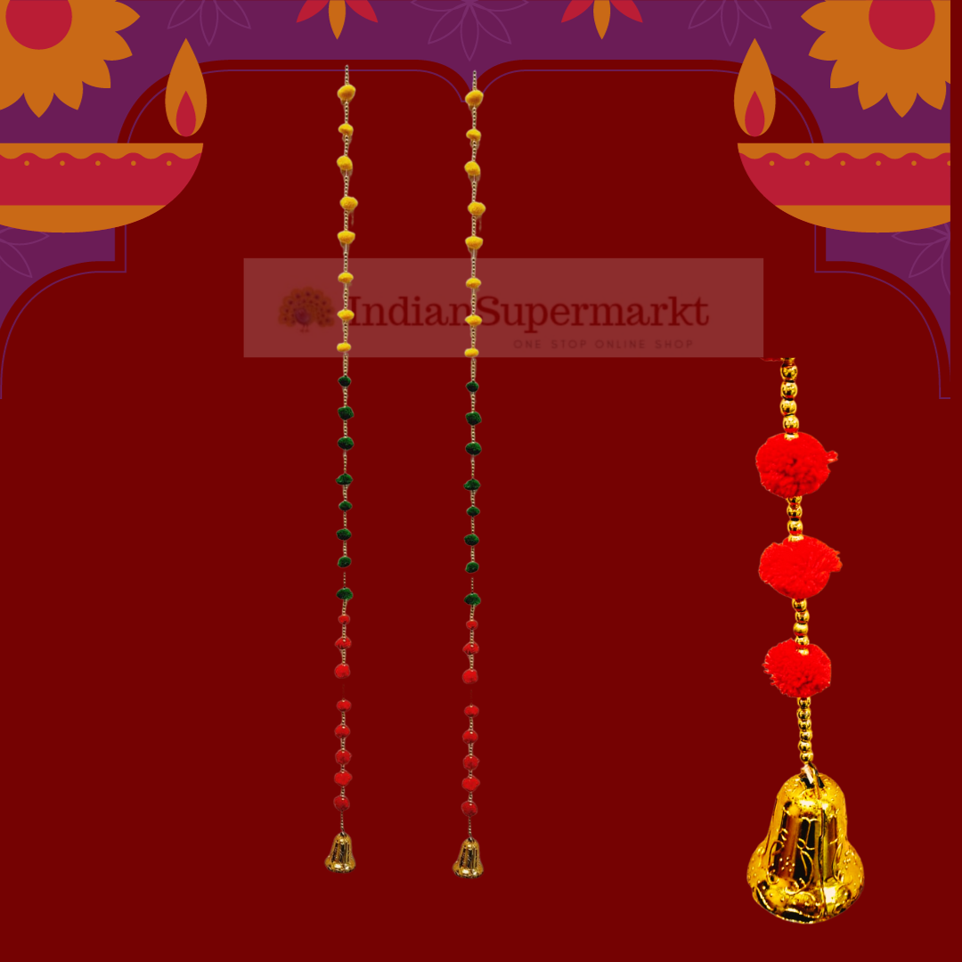 Toran Door Hanging Multicolour Pompoms Set of 2