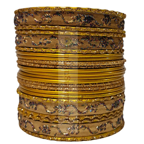 Metal Bangles Yellow Set of 24 - Size 2.8inc