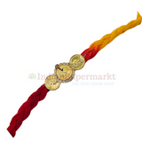Golden Ginni Silver Gems With Mauli Thread Rakhi