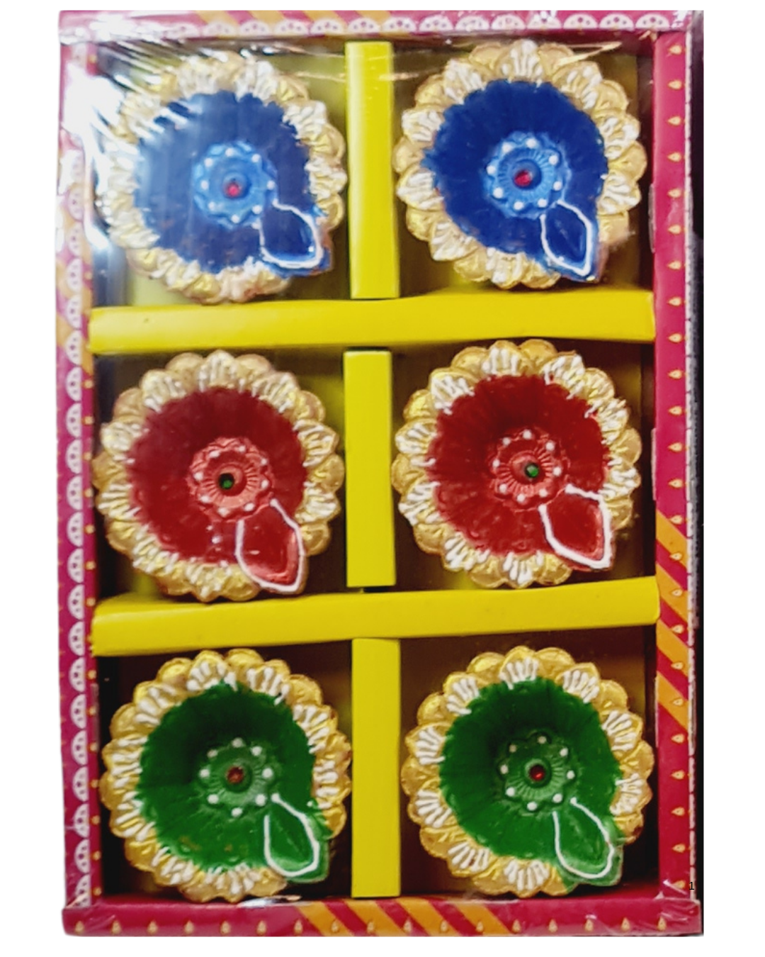 Random Design Clay Diya or Mitti Diya - Set of 6