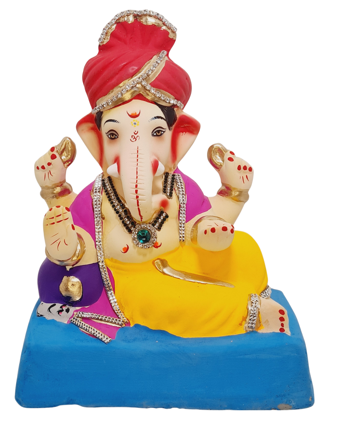 Eco Friendly Ganesha Phetawala Ganpati or Shadu Mitti Ganesha 9"