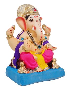 Eco Friendly Shree Rajmudra Siddhivinayak Ganpati Bappa Murti or Shadu Mati Ganesha 9"