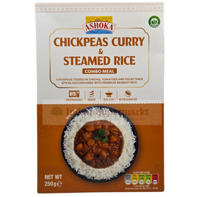 Ashoka Choley & Rice - Chickpeas Curry & Steamed Rice Combo Meal - 250gm