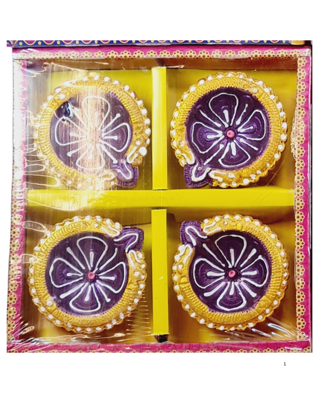 Random Design Clay Mitti Diya - Set of 4