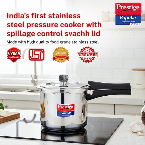 Prestige StainlessSteel Pressure Cooker 3Litre  (Gas & Induction Compatible)(NO Refund ,Return or replacement)