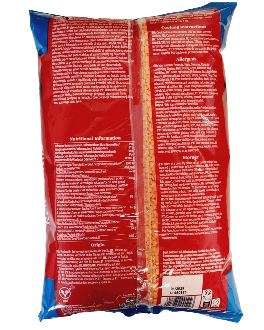 TRS Red Lentils or Masoor Dal - 2kg - IndianSupermarkt