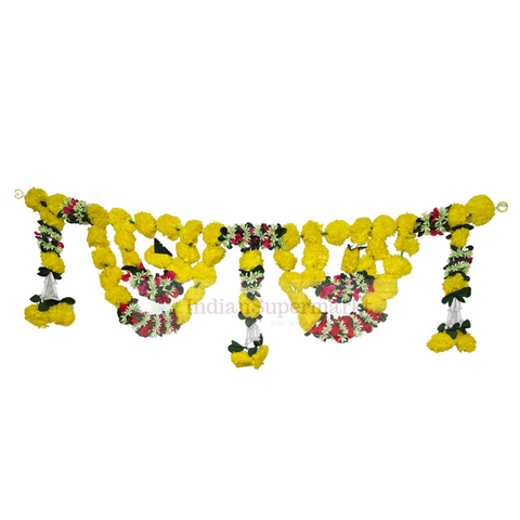 Artificial Toran Marigold with Tuberose and Cloth Leaves