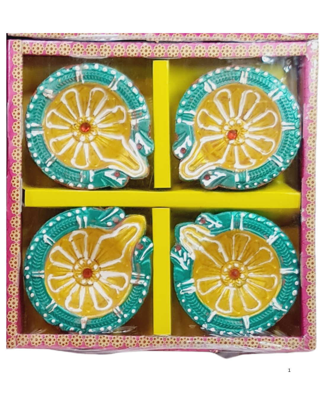 Random Design Clay Mitti Diya - Set of 4