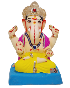 Eco Friendly Padmasana Ganpati Bappa Murti or Shadu Mati Ganesha 9"