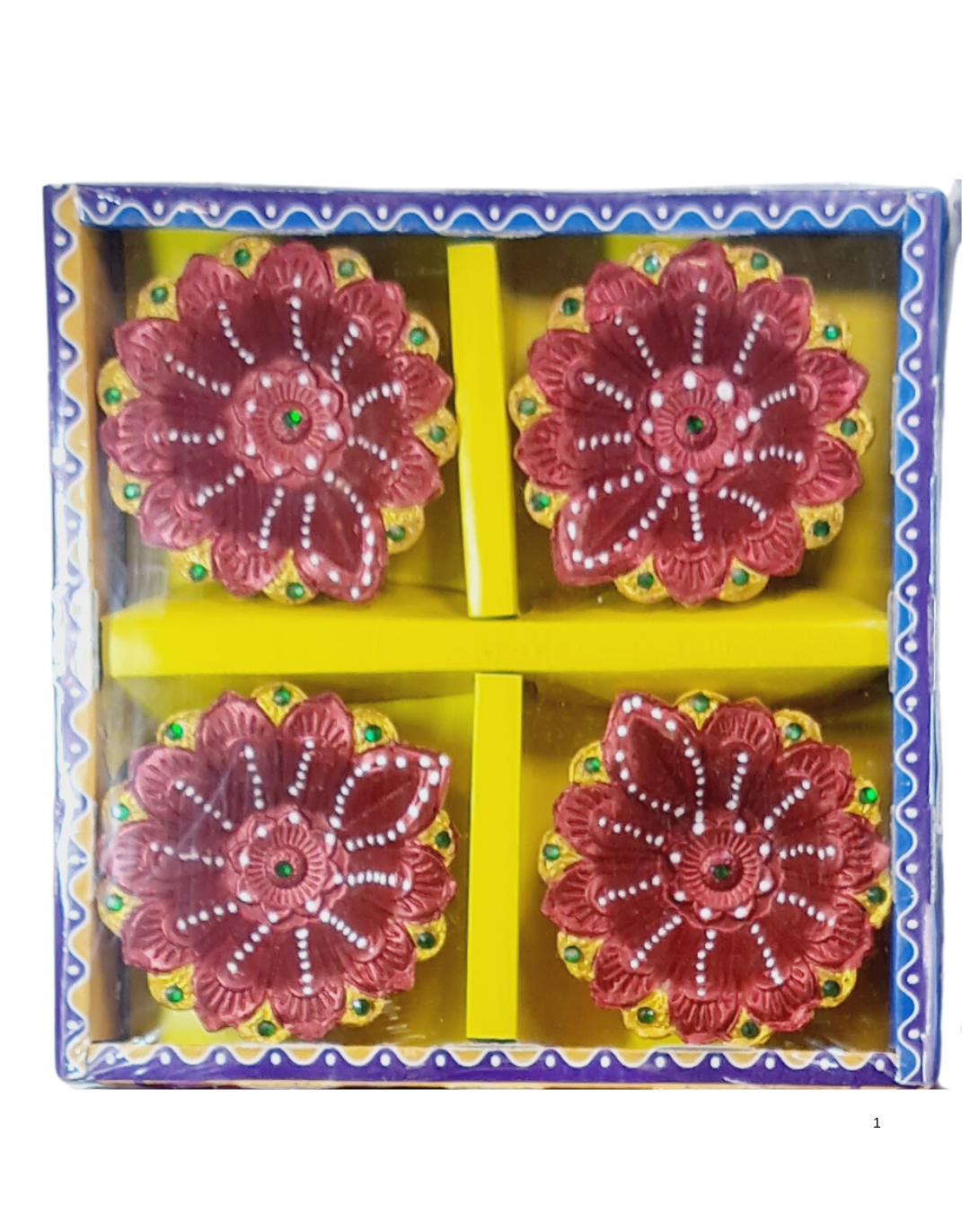 Random Design Clay Mitti Diya - Set of 4