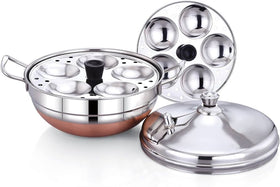 Diamond Medium Multi Kadai with Whistle & Idli Stand  - Induction Base