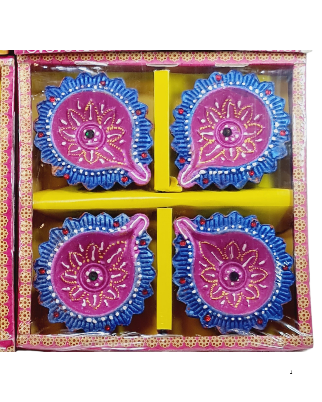 Random Design Clay Mitti Diya - Set of 4
