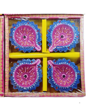 Random Design Clay Mitti Diya - Set of 4