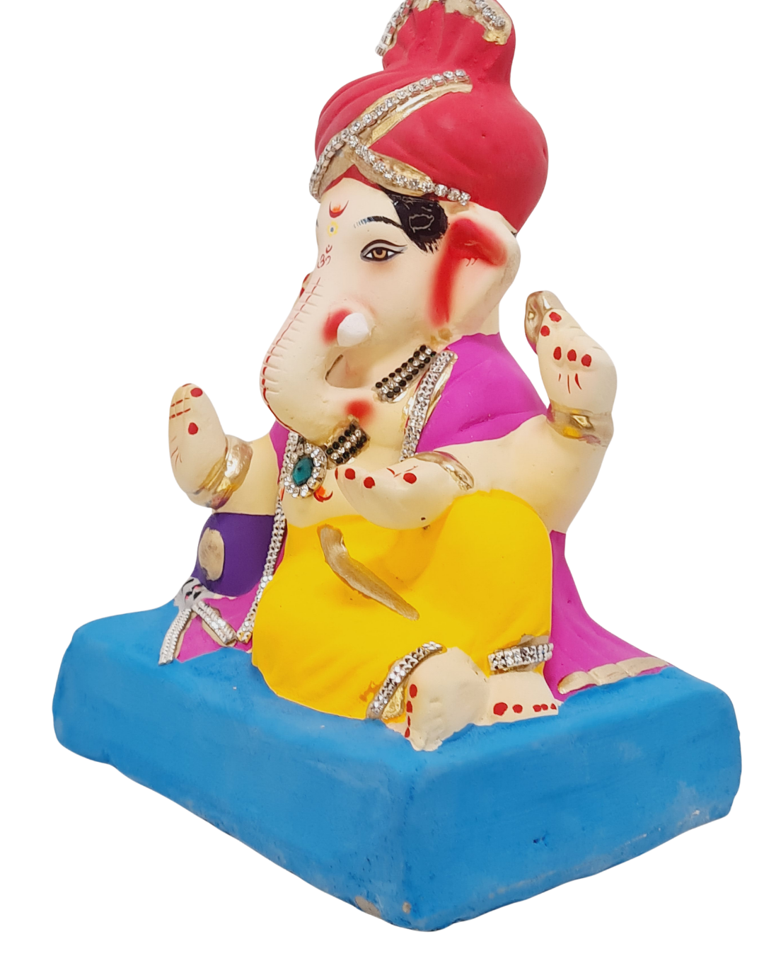 Eco Friendly Ganesha Phetawala Ganpati or Shadu Mitti Ganesha 9"