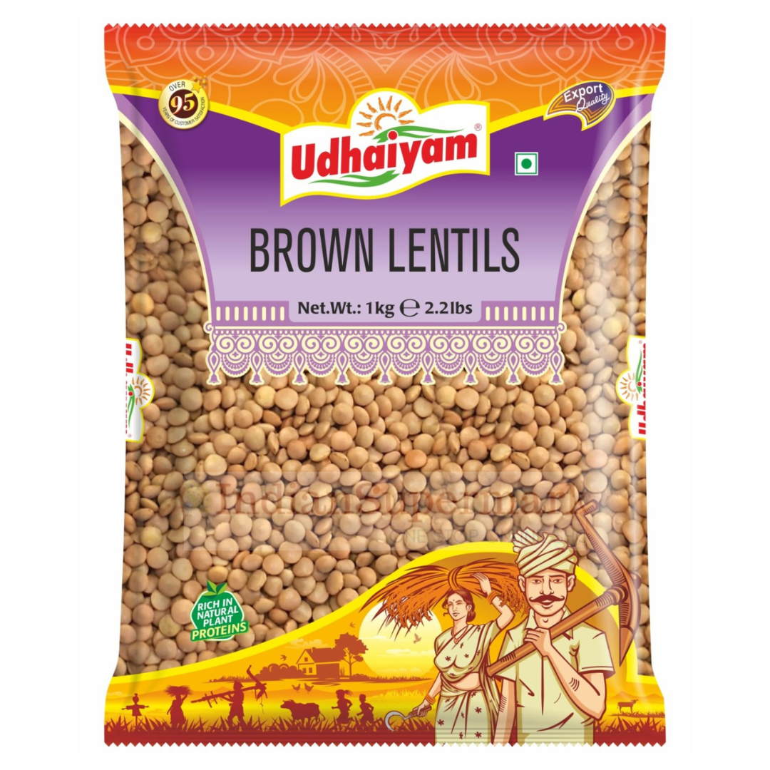 Udhaiyam Brown Lentils - Masoor Whole 1kg - IndianSupermarkt