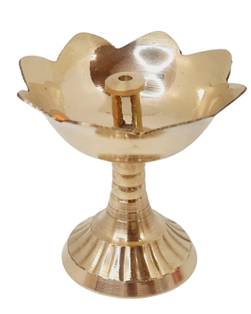Brass Akhand Lotus Diya Jyot with Stand