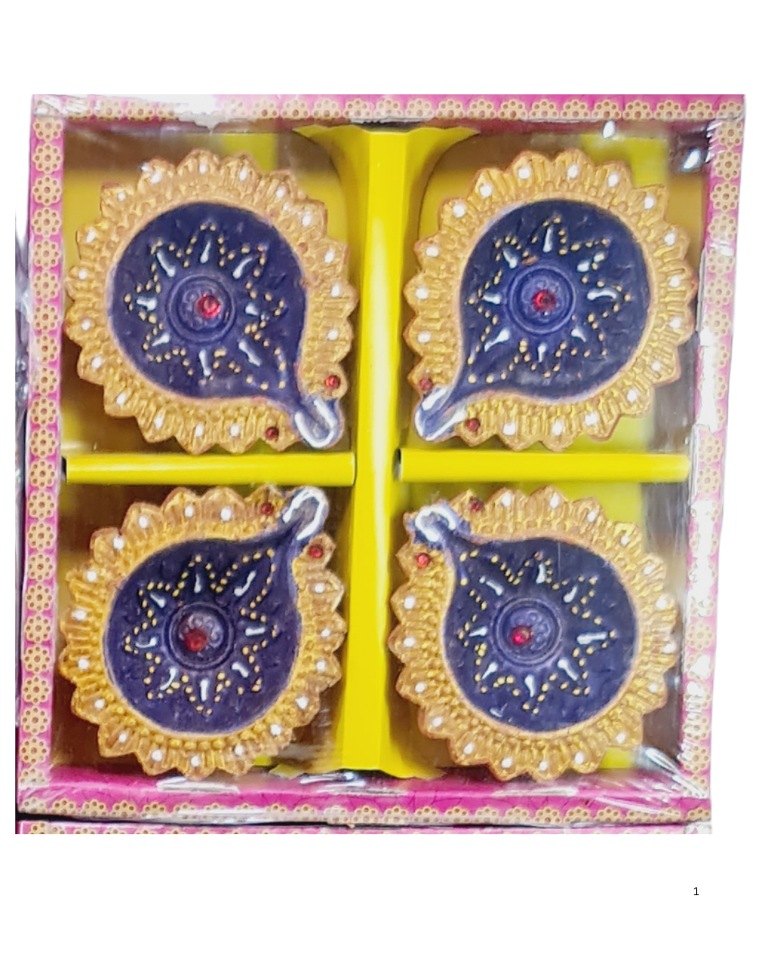 Random Design Clay Mitti Diya - Set of 4