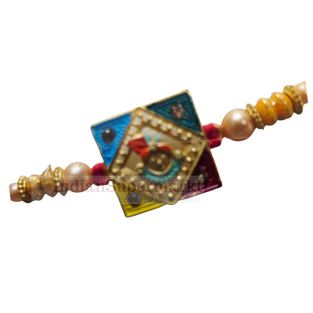 Multi colour Designer rakhi with Pearl