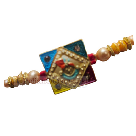 Multi colour Designer rakhi with Pearl