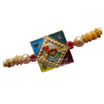 Multi colour Designer rakhi with Pearl