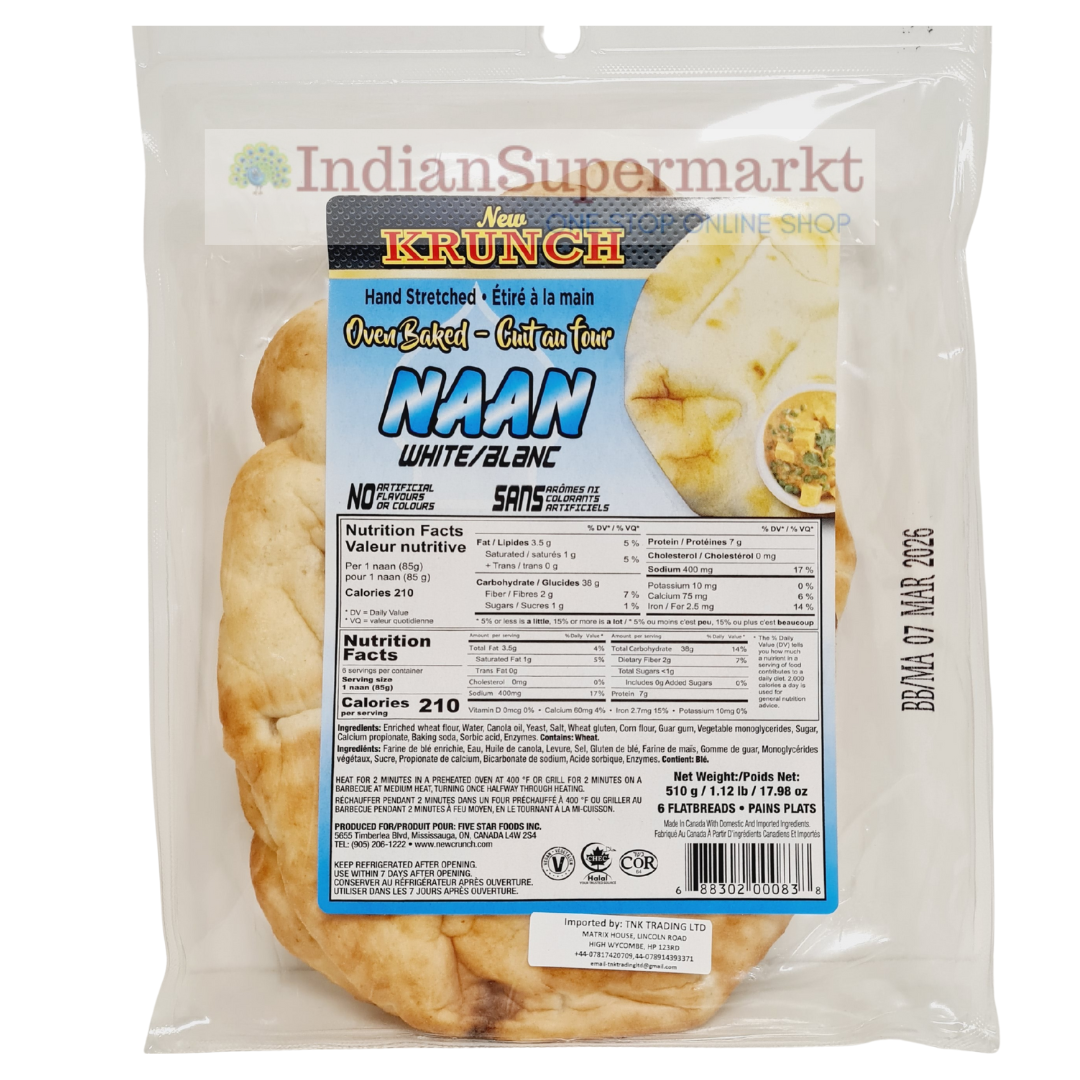 Krunch Plain Naan Oven Baked 6pcs - IndianSupermarkt